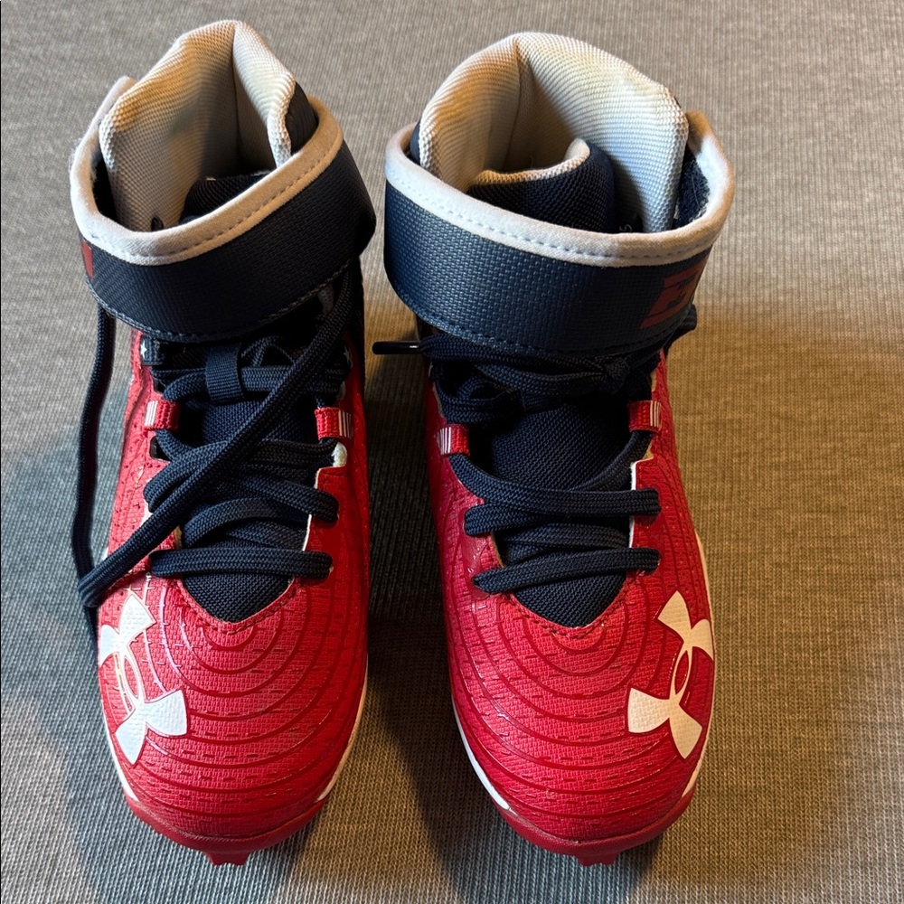 Under Armour Kids Red and Black High-Top Sneakers
